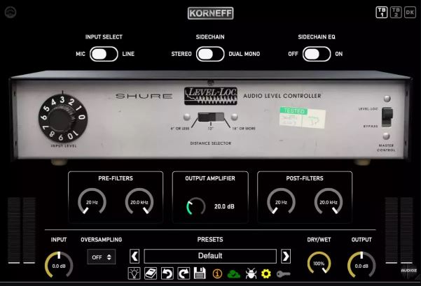 Korneff Audio Shure Level Loc v1.0.2 大师压缩器用于人声、鼓组的混音插件
