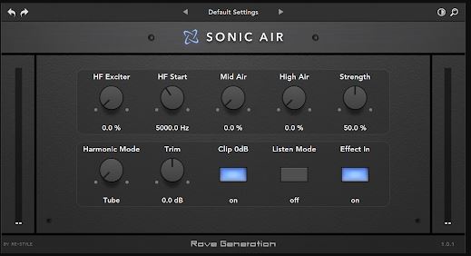 滤波与失真效果器Rave Generation Sonic Air v1.0.1 高频增强与空气感用于人声|合成器|吉他Pad以及母带链