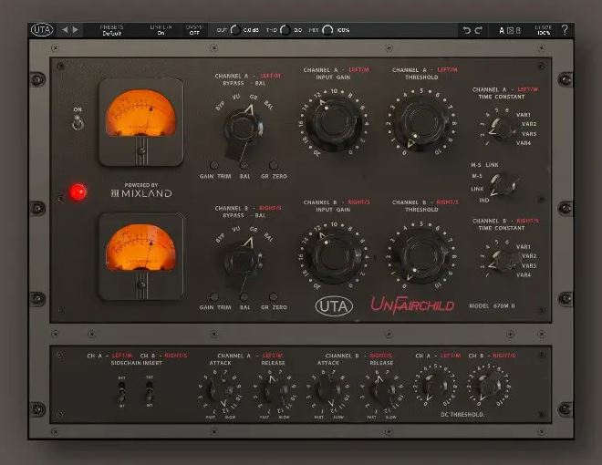 压缩和电子管模拟 UnderTone Audio UnFairchild 670M mkII v1 还原真空管温暖谐波与柔和饱和感,多级压缩电路音色塑形处理效果