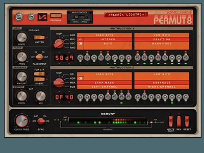 数字延迟效果器 Sonic Charge Permut8 内置调制系统可对延迟时间\音高和滤波器进行动态处理,制造断续卡顿效果\生成节奏迷宫\营造空间感环境音景