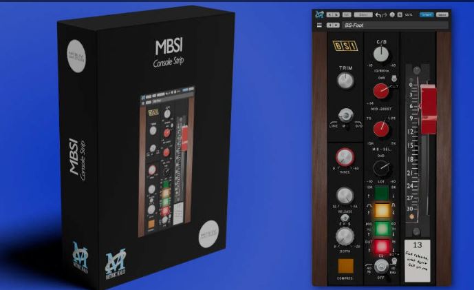 控制台通道条插件 Make Believe Studios MBSI  内置精确模拟的均衡器\压缩器\前置放大器,塑造人声的清晰度\增强鼓组冲击力，为吉他音轨添加复古色彩