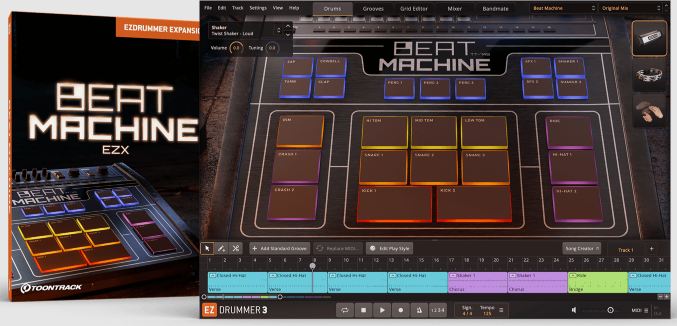 流行前卫节拍扩展包 Toontrack Beat Machine EZX v1.0.0 精心采样的鼓组与打击乐音色，现代音乐制作量身定制的电声套件