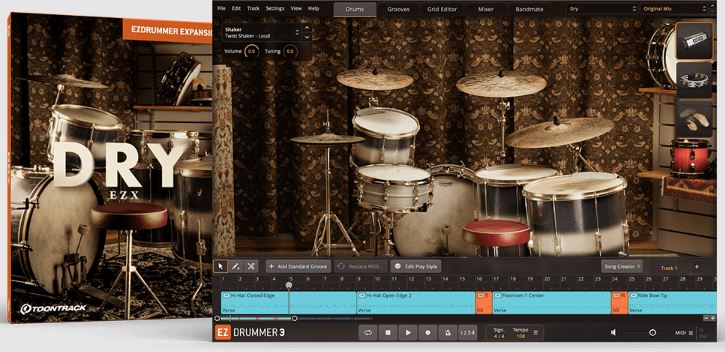 精选鼓组扩展包 Toontrack Dry EZX v1.0.0 真实演奏采样